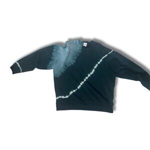 ZARA Oversized Tie-Dye Crewneck Sweatshirt Teal Green Streetwear Casual